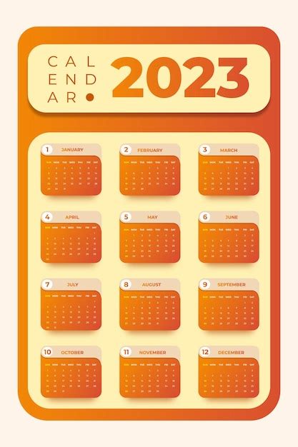 Plantilla De Calendario De Pared 2023 Vector Premium