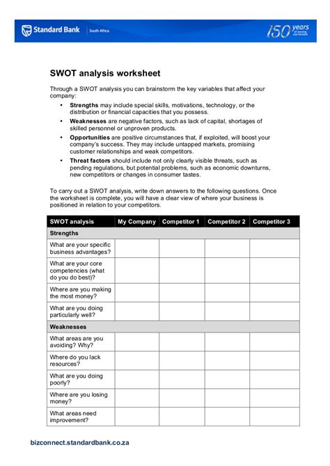 Swot Analysis Worksheet Examples Word Pages Pdf