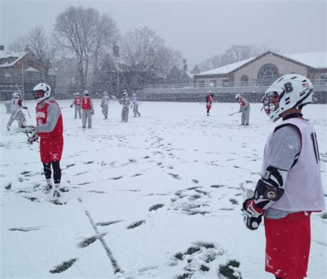 UPDATED: Brown Lacrosse Braves Snow, Wears NEW White Easton Helmets ...