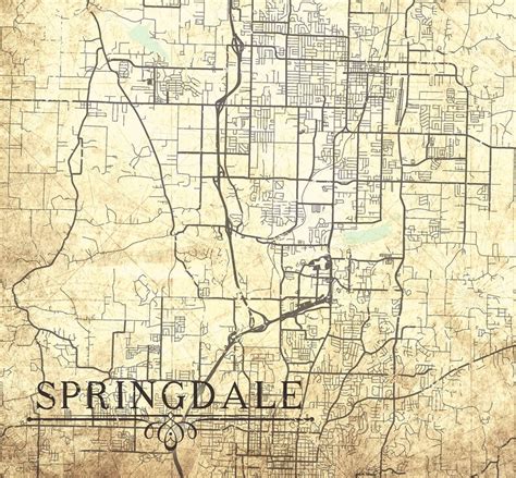 Springdale Ar Canvas Print Arkansas Ar Vintage Map City Map Etsy