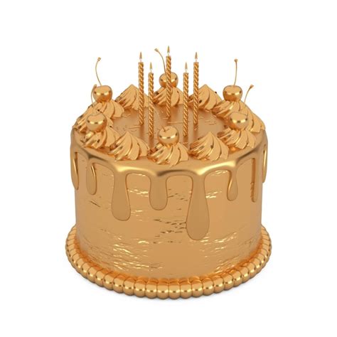 Premium Photo Abstract Golden Birthday Cartoon Dessert Cherry Cake