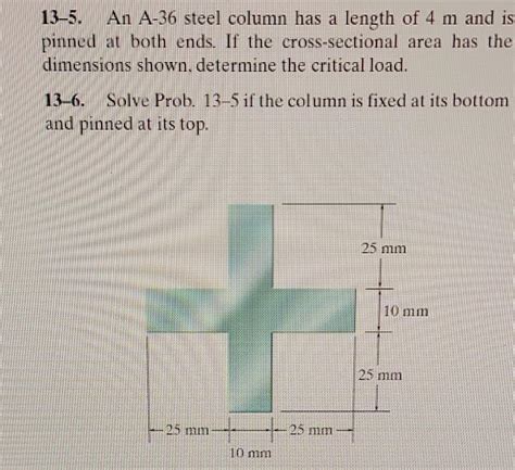 Solved An A Steel Column Has A Length Of M And Is Chegg