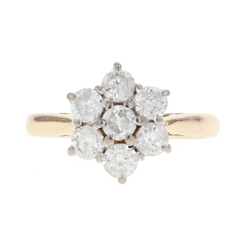 Ct Yellow Gold Ct Diamond Daisy Cluster Ring Ramsdens Jewellery