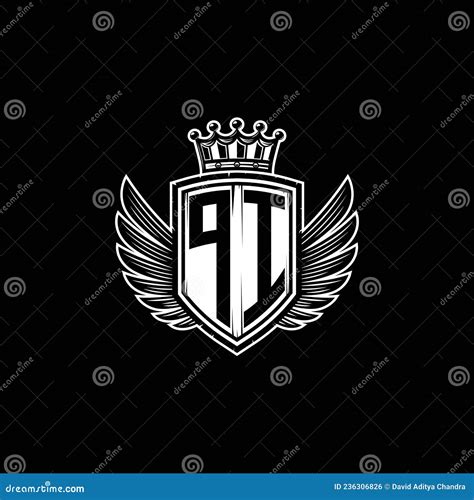 PI Logo Monogram Shield Crown Luxury Design Stock Vector Illustration