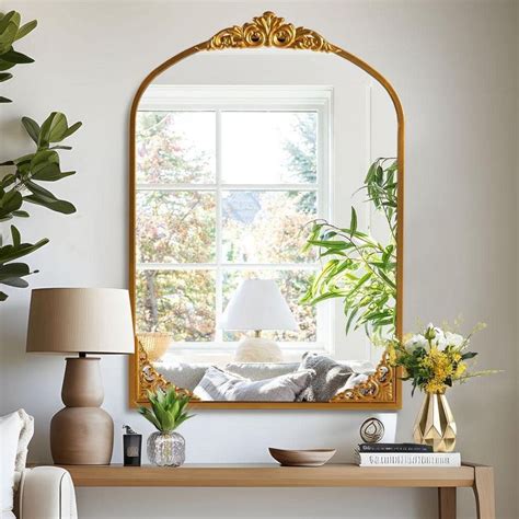 Neutype In W X In H Classic Arched Metal Framed Gold Wall