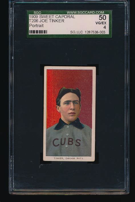 1909 T206 Sweet Caporal JOE TINKER Portrait SGC 4 No Creases EBay