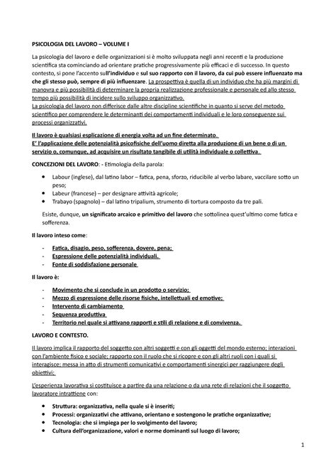 PDL Volume 1 PSICOLOGIA DEL LAVORO VOLUME I La Psicologia Del