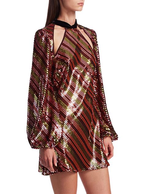 Rixo London Velvet Harriet Sequin Cut Out Mini Dress In Brown Lyst