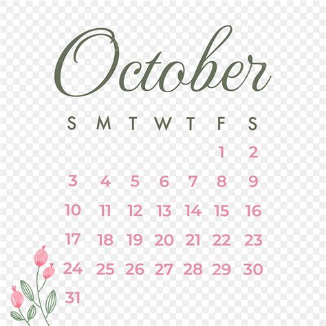 October Month PNG Image, October Month Of 2021 Calendar, October 10 ...