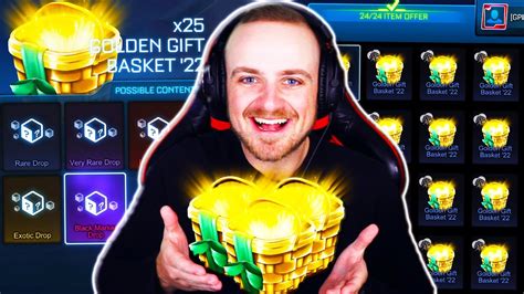 BRAND NEW Opening 25 Golden Gift Baskets In Rocket League MULTIPLE