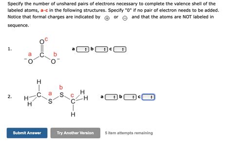 Solved Specify The Number Of Unshared Pairs Of Electrons Chegg