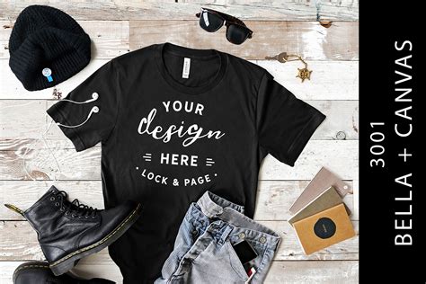 Black Mens Bella Canvas 3001 Mockup Tee Graphic By Lockandpage