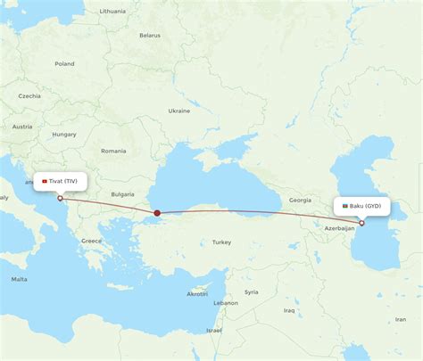 All Flight Routes From Baku To Tivat Gyd To Tiv Flight Routes