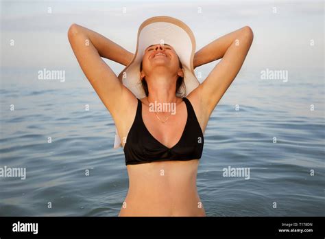 Middle Aged Woman In Bikini Stock Photos Middle Aged Woman In Bikini Stock Images Alamy