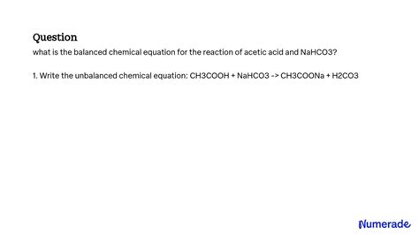 SOLVED: what is the balanced chemical equation for the reaction of ...