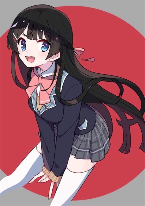 Safebooru 1girl D Arms Between Legs Black Jacket Blazer Blue Eyes