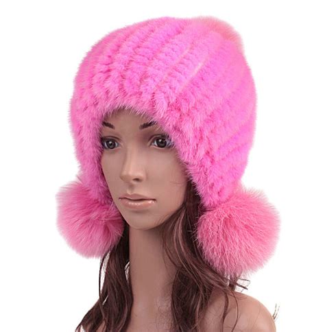 Buy Wholesale High Quality Real Mink Fur Hat With Fox Fur Balls Women