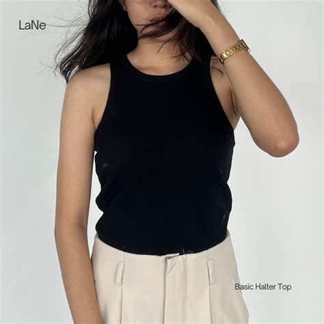 Jual Lane Basic Halter Top Tanktop Rib Wanita Atasan Wanita