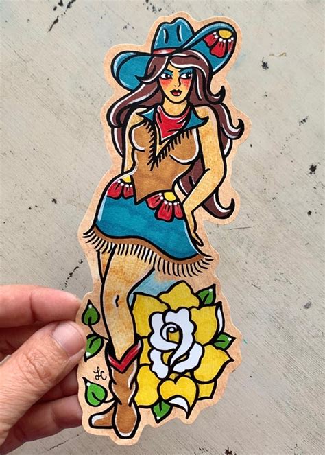 Cowgirl Pin Up Girl Tattoo Designs