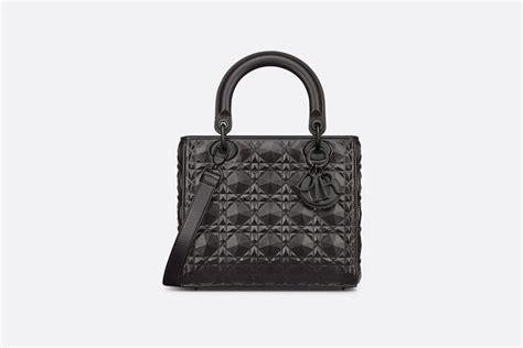 Dior Medium Lady Bag Black Cannage Calfskin With Diamond Motif