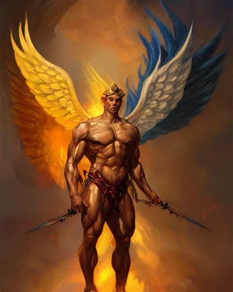 Character Portrait Of A Muscular Male Angel With Stable Diffusion