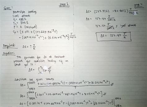 Solved Calculate Delta S J K For The Reversible Heating Of Mol Of