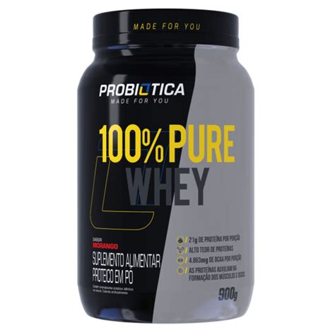 100 Pure Whey Pote 900g Probiotica Whey Protein Concentrado