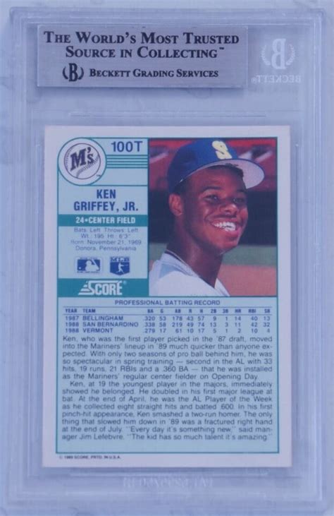 1989 Score Ken Griffey Jr Rookie RC 100T BGS 9 Mint HOF Los Angeles