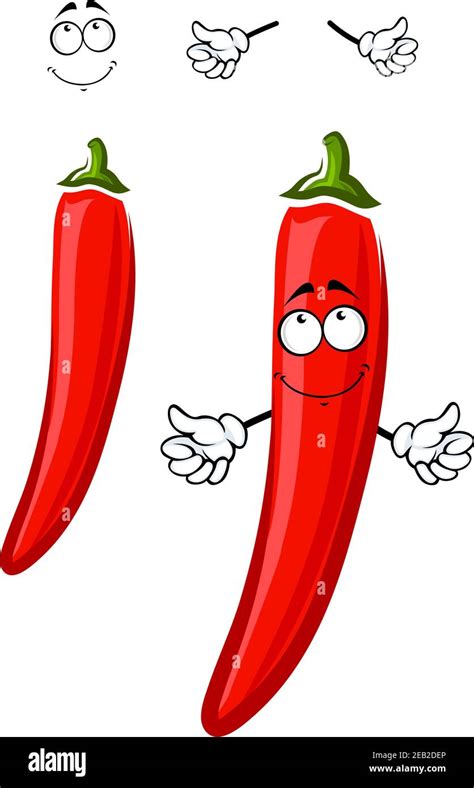 Hot Spicy Red Cayenne Chili Pepper Vegetable Cartoon Character With Bright Skin For Agriculture