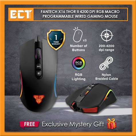 Fantech X16 Thor II 4200 DPI RGB Macro Programmable Wired Gaming Mouse