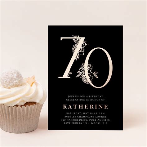 Seventy Black Gold 70th Birthday Party Invitation Zazzle Artofit