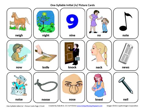 Testy Yet Trying Initial N Free Speech Therapy Articulation Picture Cards