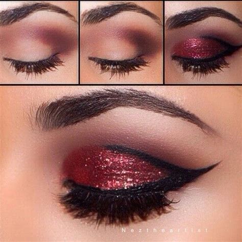 Maquillaje De Ojos Con Glitter En Color Rojo Eyeshadow Tutorial