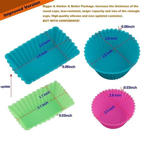 Ctkcom 24 Pack Silicone Cupcake Baking Muffin Cups Liners Molds Sets Non Stickheat Resistant