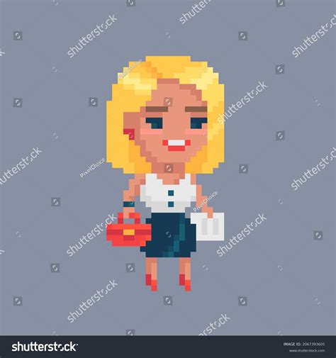 Pixel Art Girl Character Blonde Girl Stock Vector Royalty Free Shutterstock