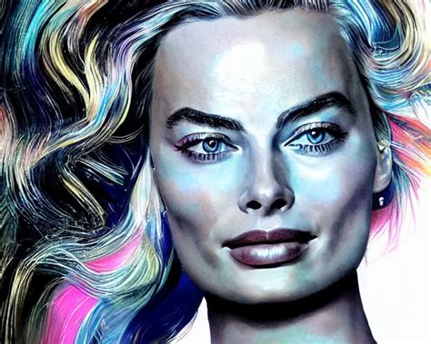 Led Art Of Margot Robbie Hyper Detailed Award Winning Stable