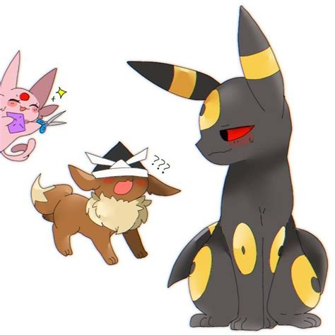 Umbreon And Espeon Pikachu Pokemon Eeveelutions Eevee Evolutions