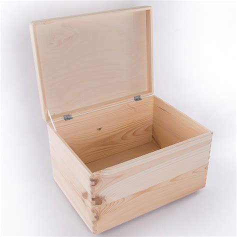 Large Wooden Storage Memory Box With Lid / Pinewood Toy Chest Keepsake ...