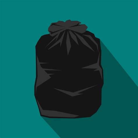 Premium Vector Black Trash Bag Icon In Flat Style With Long Shadow