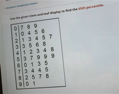 Solved Question Completion Status Leaf Display To Find The Th