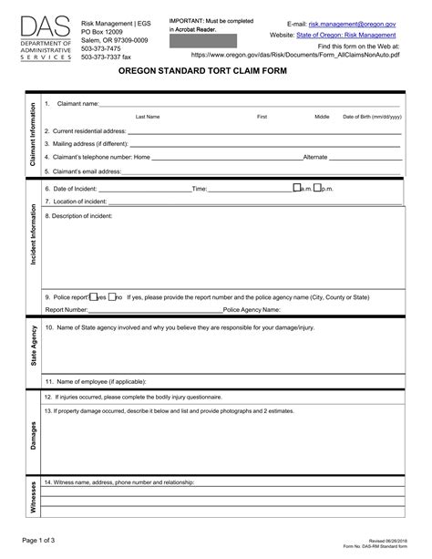 Oregon Form Tort Claim Fill Out Printable Pdf Forms Online