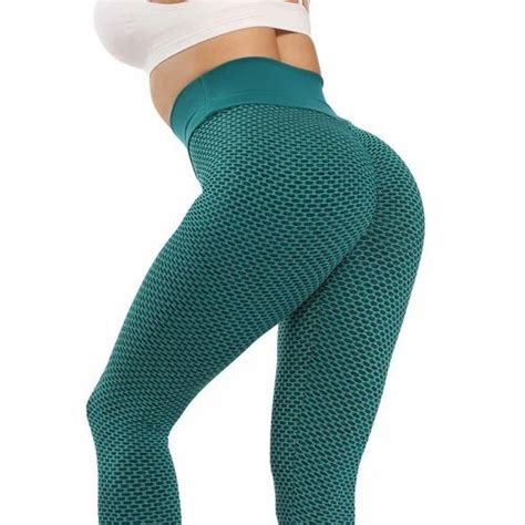 High Waist Female Green Butt Lifter Yoga Pants Solid Skin Fit At