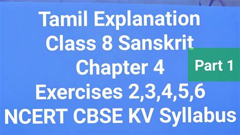 Class 8 Sanskrit Chapter 4 Exercises 23456 Tamil Explanation Ncert