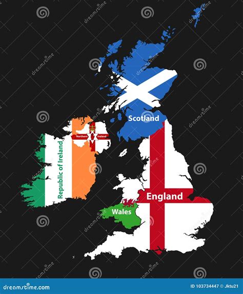 Paesi Delle Isole Britanniche La Mappa Unita Di Kingdomengland Della