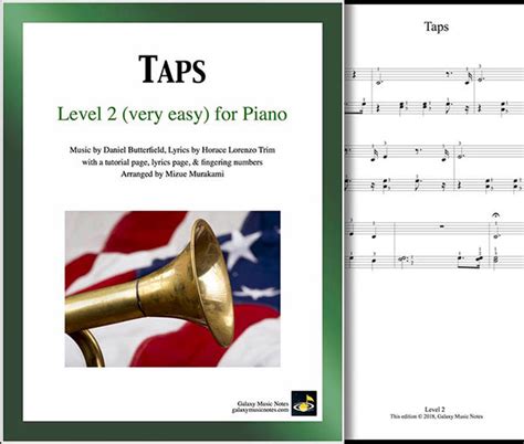 Taps | Very easy piano solo sheet w/fingerings, tutorial, lyrics