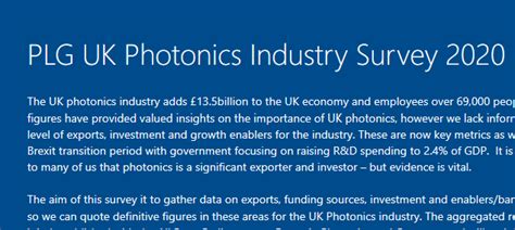 Survey Headline 2020 Uk Photonics Leadership Group