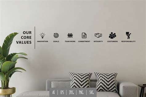 Core Values Motivational Inspiring Office Wall Sticker