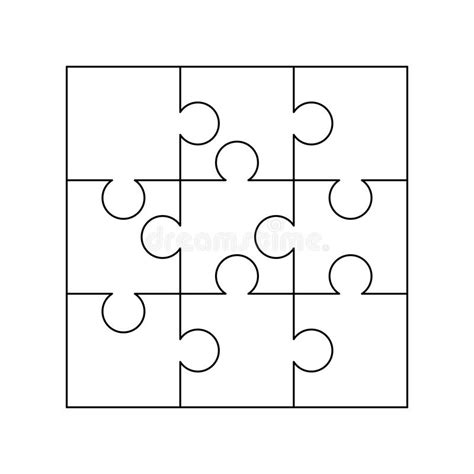 White Puzzles Pieces Arranged In A Square Jigsaw Puzzle Template