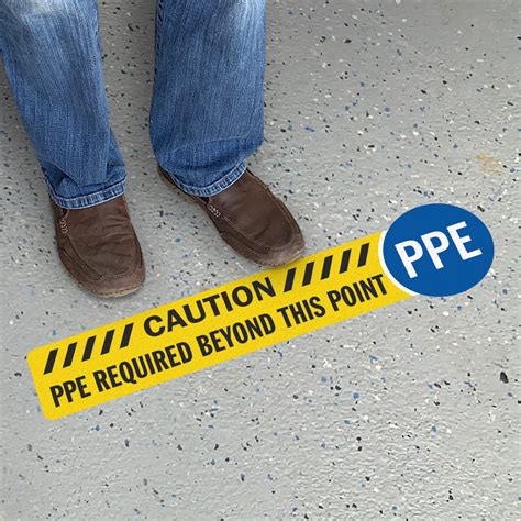 Caution Ppe Required Beyond This Point Floor Sign Sku Sf 0947