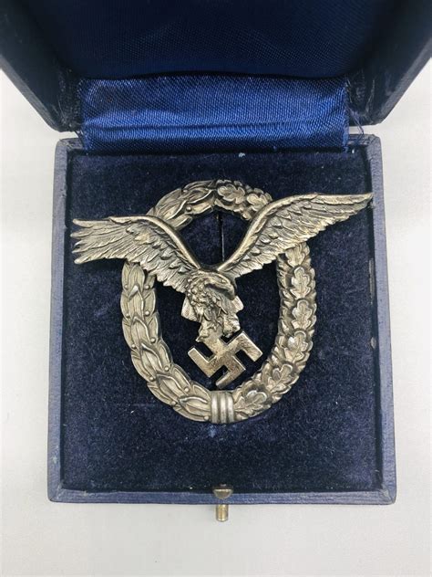 Luftwaffe Pilots Badge Cased By C E Junker I Ww German Militaria